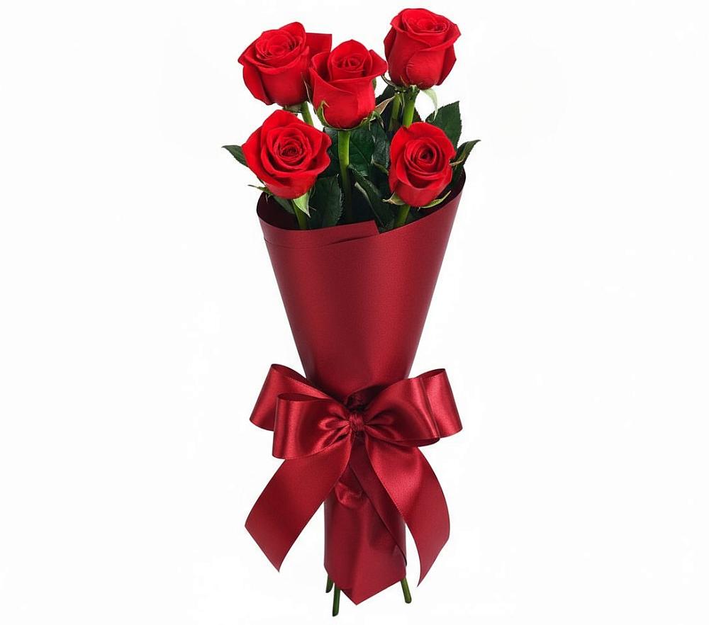Букет 5 Красных роз Эдлесс Лав в Малиновский