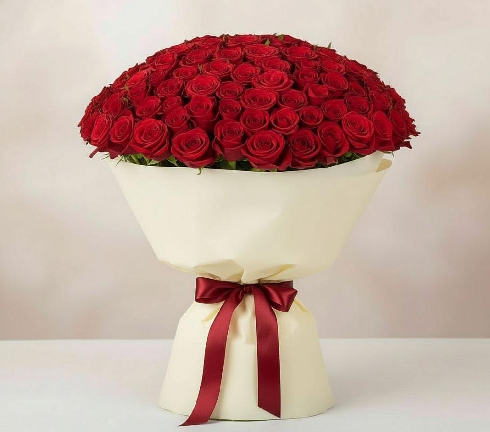 Букет 101 Красная роза Милано в Малиновский