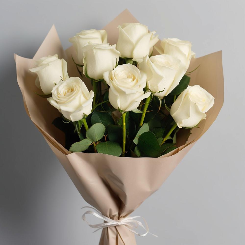 Букет 9 Белых роз Эдлесс Лав в Малиновский