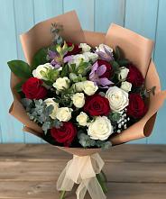 Букет цветов из:  Розы и Альстромерии в Малиновский
