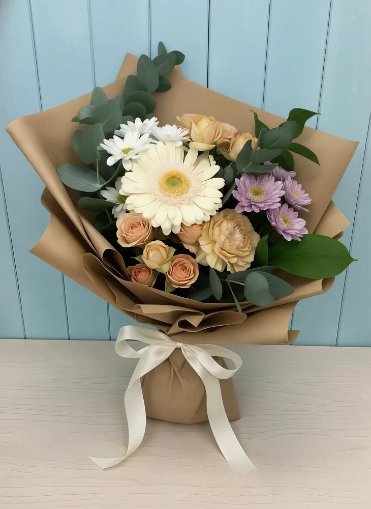Букет цветов из: Герберы и Хризантемы в Малиновский