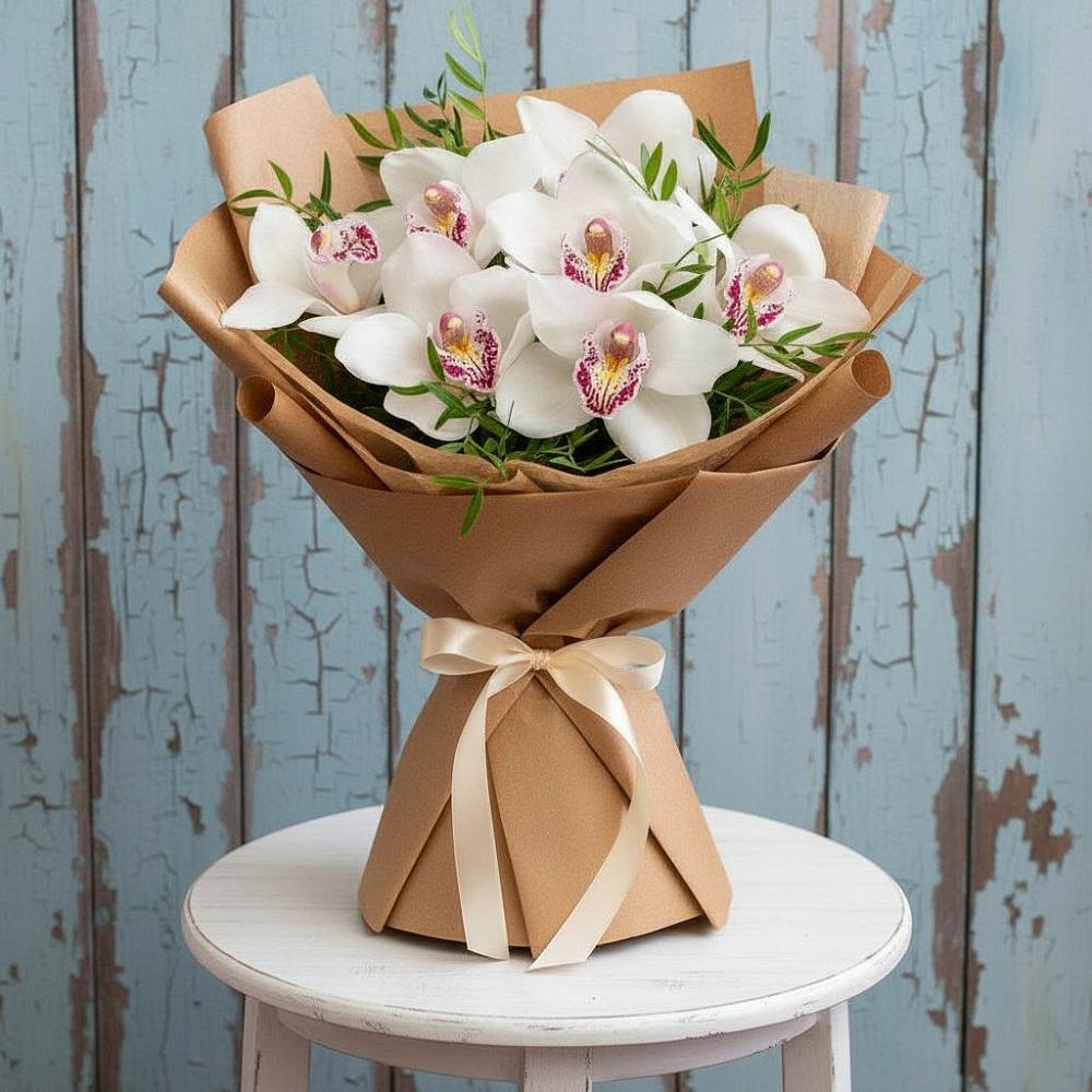 Букет цветов из: Орхидеи и Розы в Малиновский