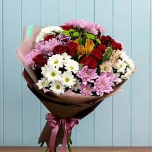 Букет цветов из:  Розы, Хризантемы и Альстромерии в Малиновский