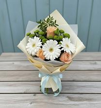 Букет цветов из:  Герберы, Розы и Хризантемы #REPLACE_PRED# Малиновский