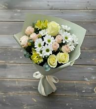 Букет цветов из:  Альстромерии, Розы и Хризантемы в Малиновский